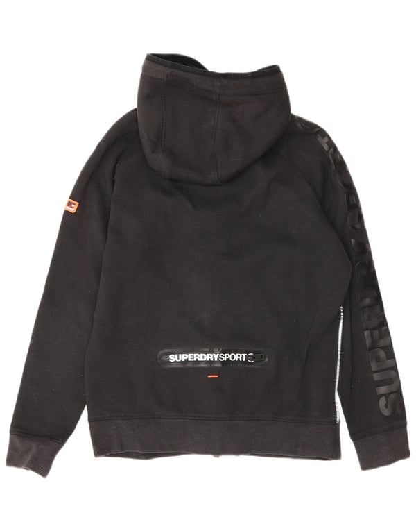Superdry Pull à capuche zippé graphique pour femme UK 14 Coton noir moyen