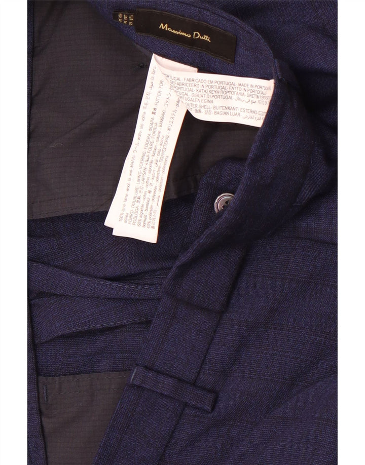 Massimo Dutti Pantalon court pour homme EU 44 Large W34 L25 Bleu marine à carreaux