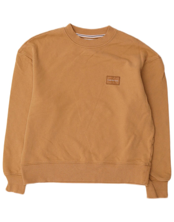 Calvin Klein Jeans Sweat-shirt surdimensionné pour femme UK 10 Petit Beige