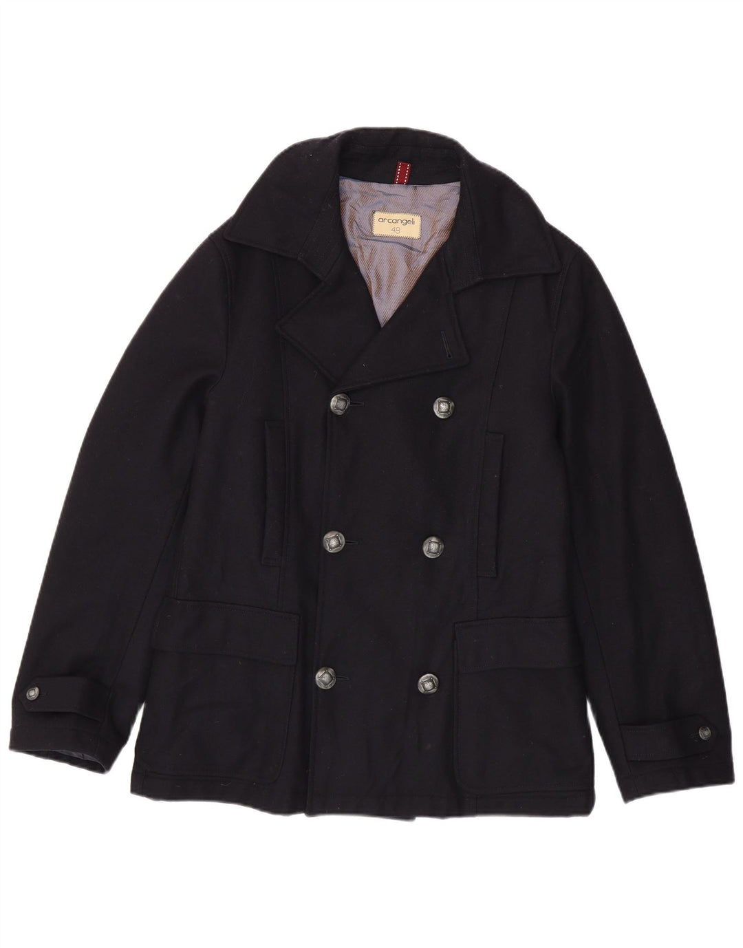 VINTAGE Caban Homme IT 52 XL Laine Bleu Marine