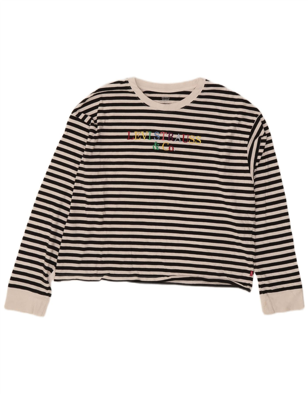 Levi's Haut graphique oversize à manches longues pour femme UK 44 Noir moyen rayé