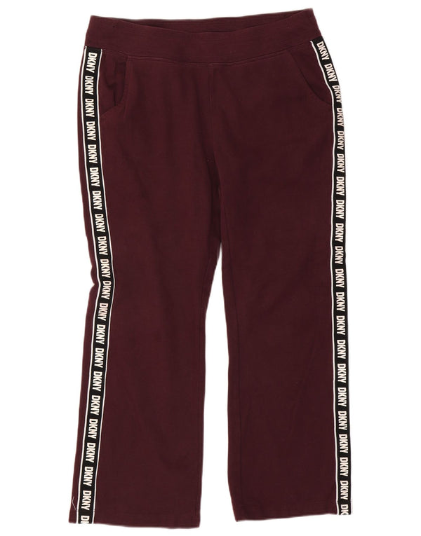 Dkny Pantalon de survêtement graphique pour femme UK 14 Medium Burgundy Colourblock