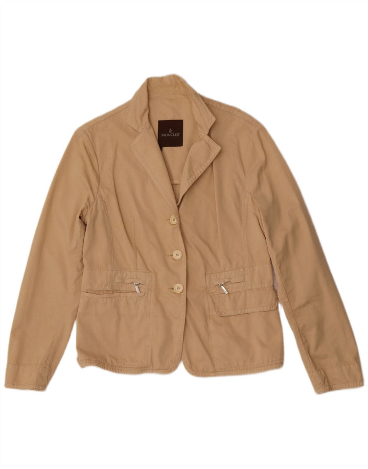 Moncler Veste blazer surdimensionnée à 3 boutons pour femme US 4 Petit coton beige