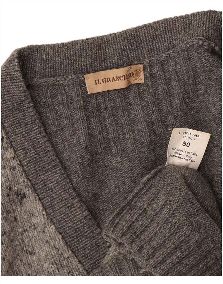 Il Granchio Pull Cardigan Homme IT 50 Laine Mouchetée Gris Moyen