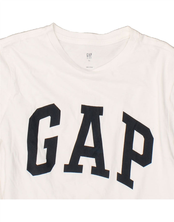 GAP Boys Graphic Top Long Sleeve 10-11 Years XL White Vintage Gap and Second-Hand Gap from Messina Hembry 