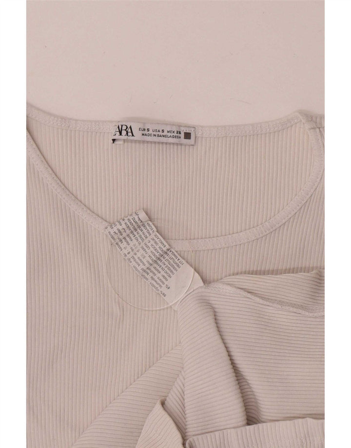 Zara Womens Crop Batwing Blouse Top UK 8 Petit Coton Blanc