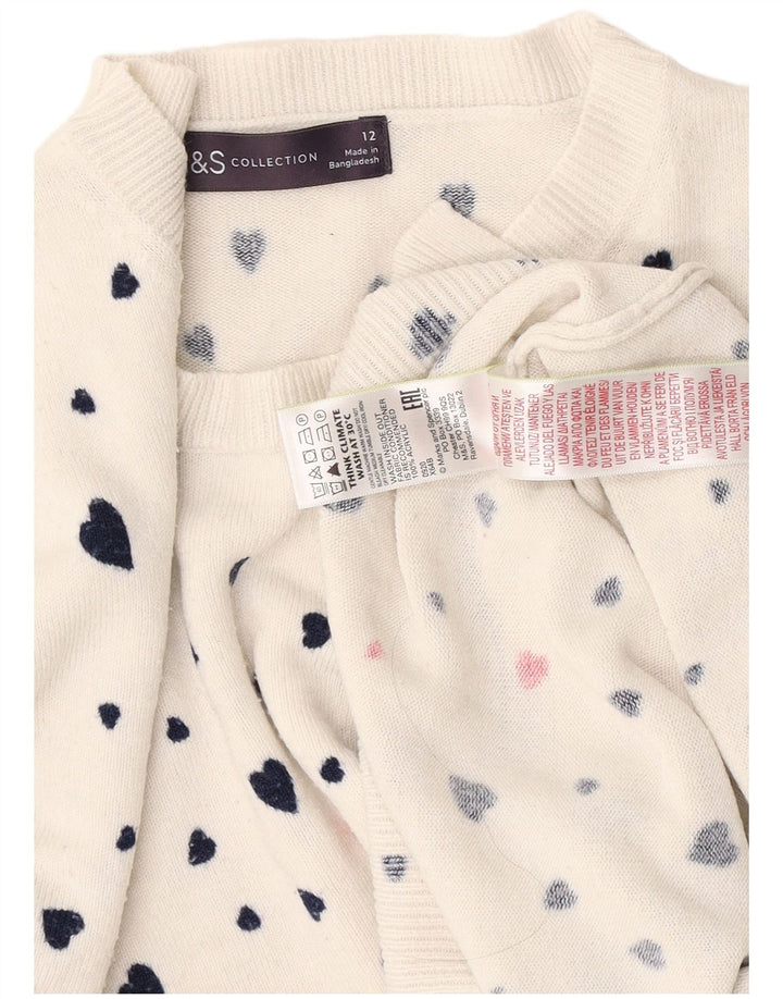 Marks & Spencer Pull col bateau pour femme UK 12 Medium White Heart