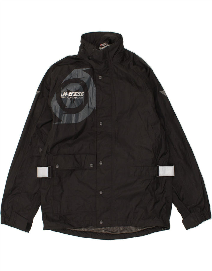 DAINESE Mens Graphic Rain Jacket UK 36 Small Black Nylon Vintage Dainese and Second-Hand Dainese from Messina Hembry 