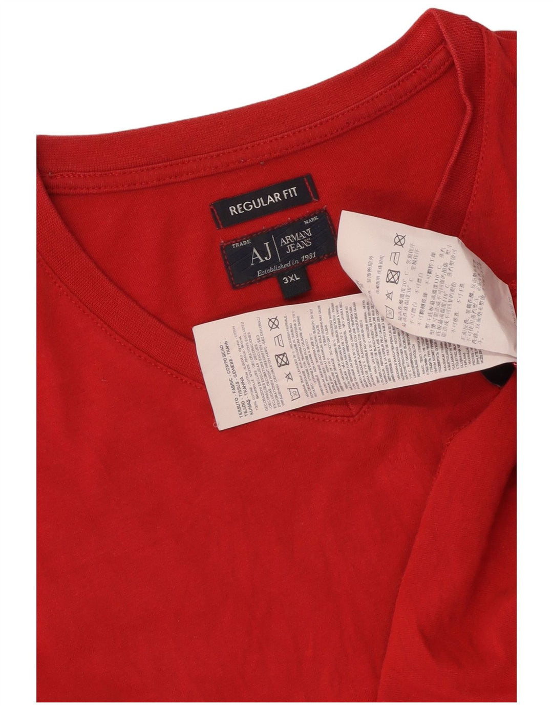 ARMANI JEANS T-Shirt Coupe Régulière Femme UK 22 3XL Rouge Coton
