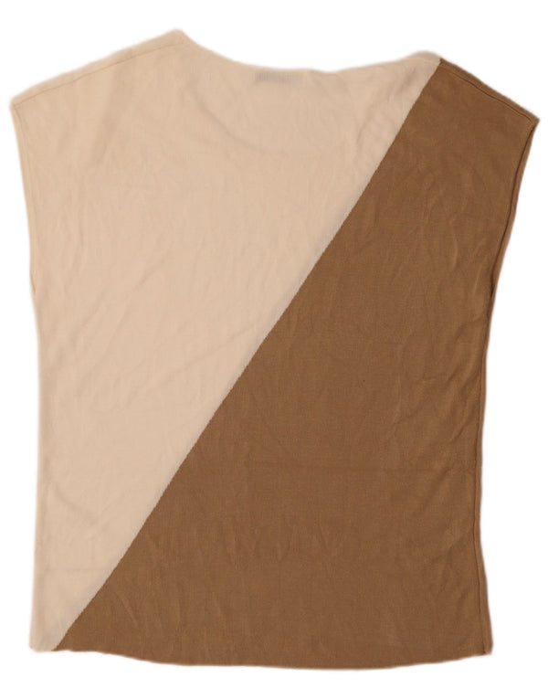 Zara T-shirt surdimensionné pour femme UK 10 Small Beige Colourblock