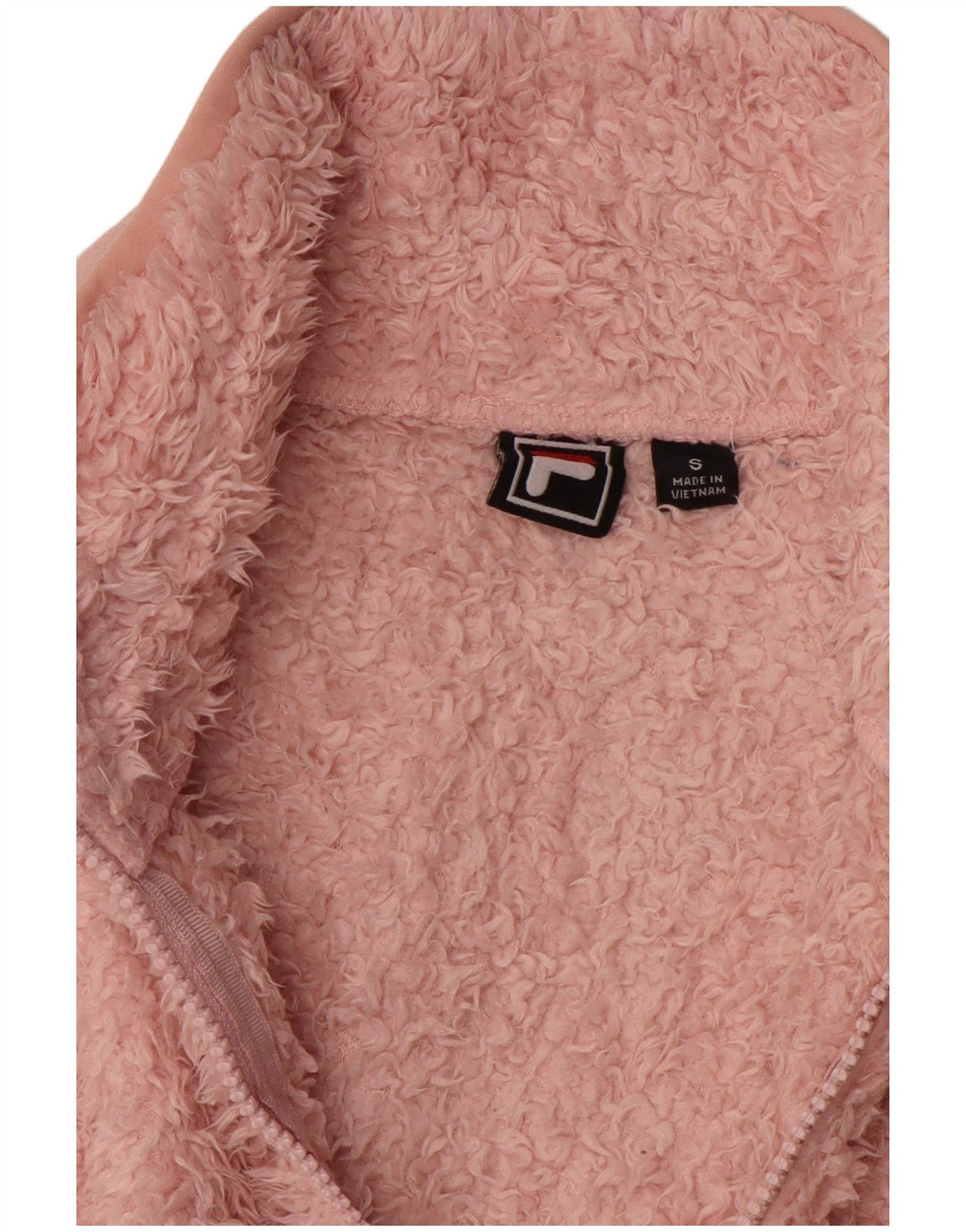 FILA Womens Oversized Fleece Jacket UK 10 Small Pink Polyester