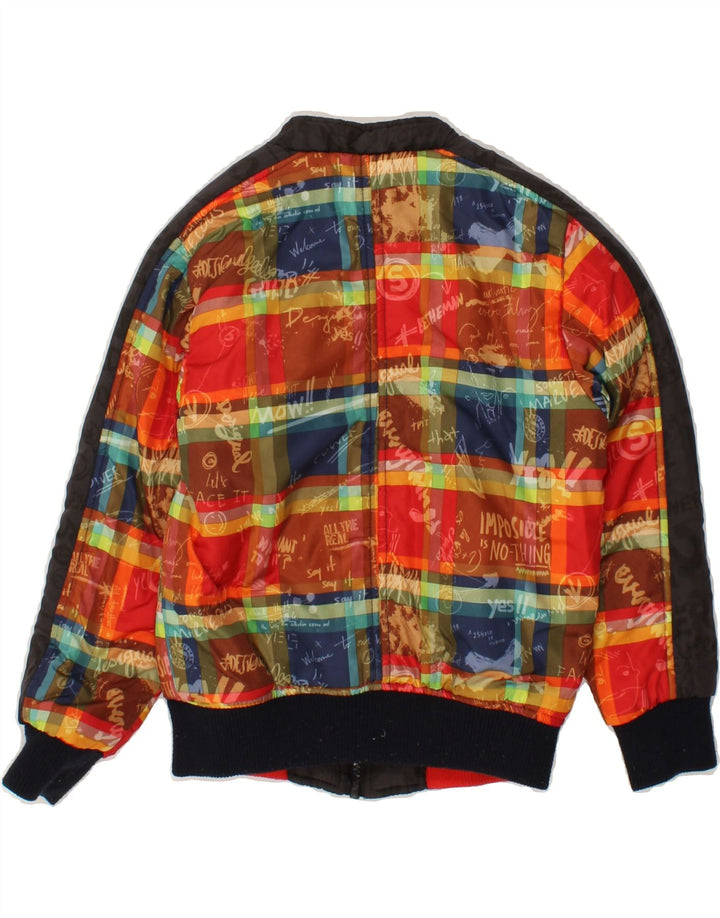 DESIGUAL Boys Graphic Reversible Jacket 5-6 Years Red Check Polyester Vintage Desigual and Second-Hand Desigual from Messina Hembry 