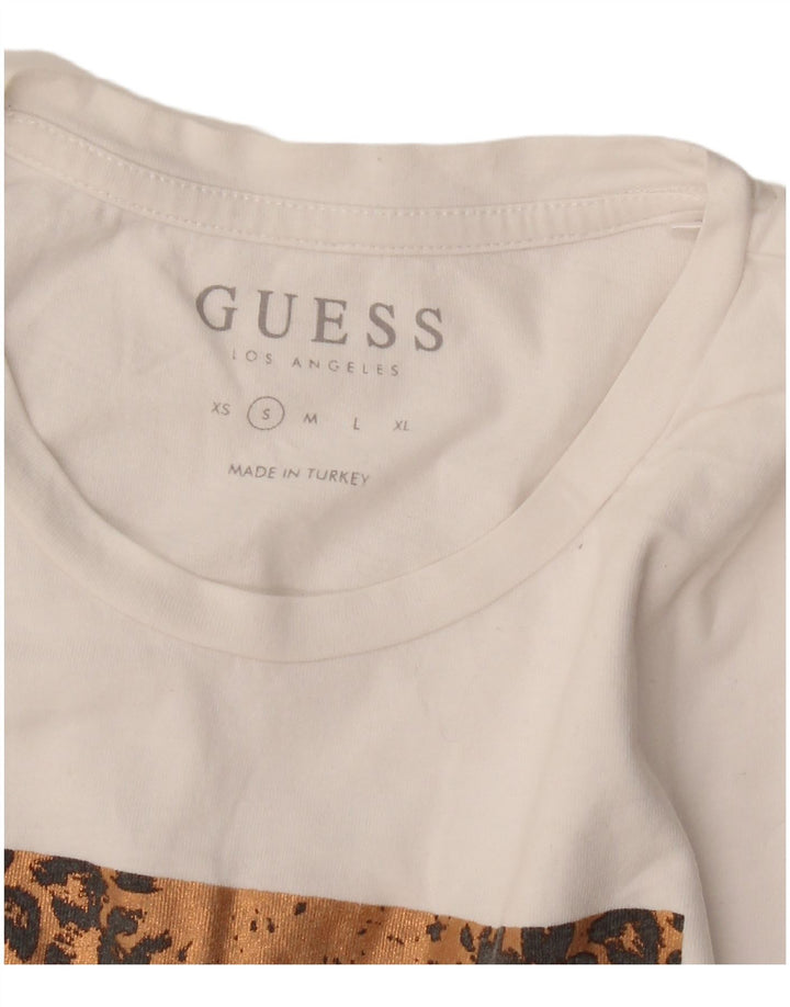 Guess T-shirt graphique pour femme UK 10 Small Blanc