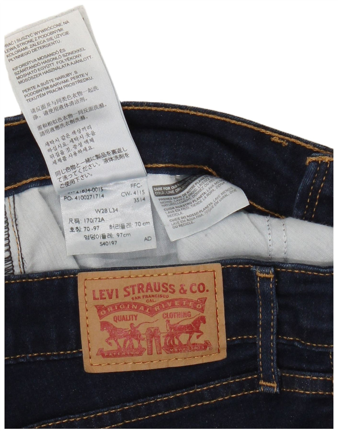 Levi's Jean Droit 714 Femme W28 L30 Bleu Marine Coton