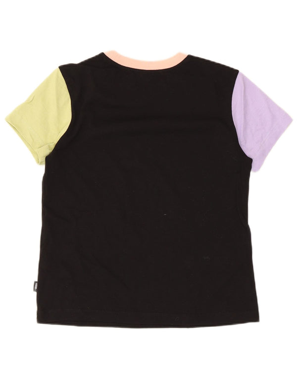 Vans T-Shirt Femme Top UK 6 XS Noir Colourblock Coton