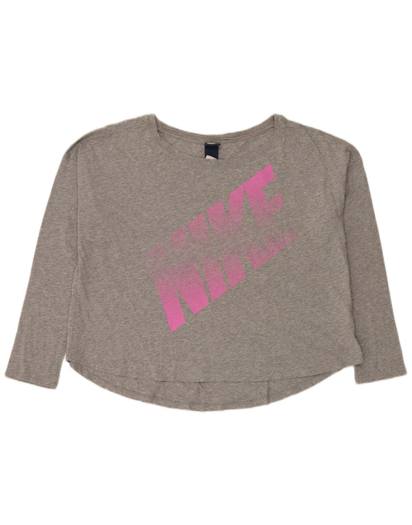 Nike Haut court surdimensionné à manches longues pour femme UK 18 XL Gris moucheté