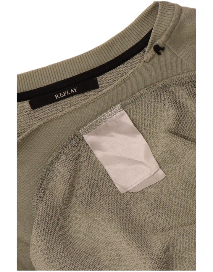 Replay Sweat-Shirt Graphique Homme Kaki Moyen Camouflage Coton
