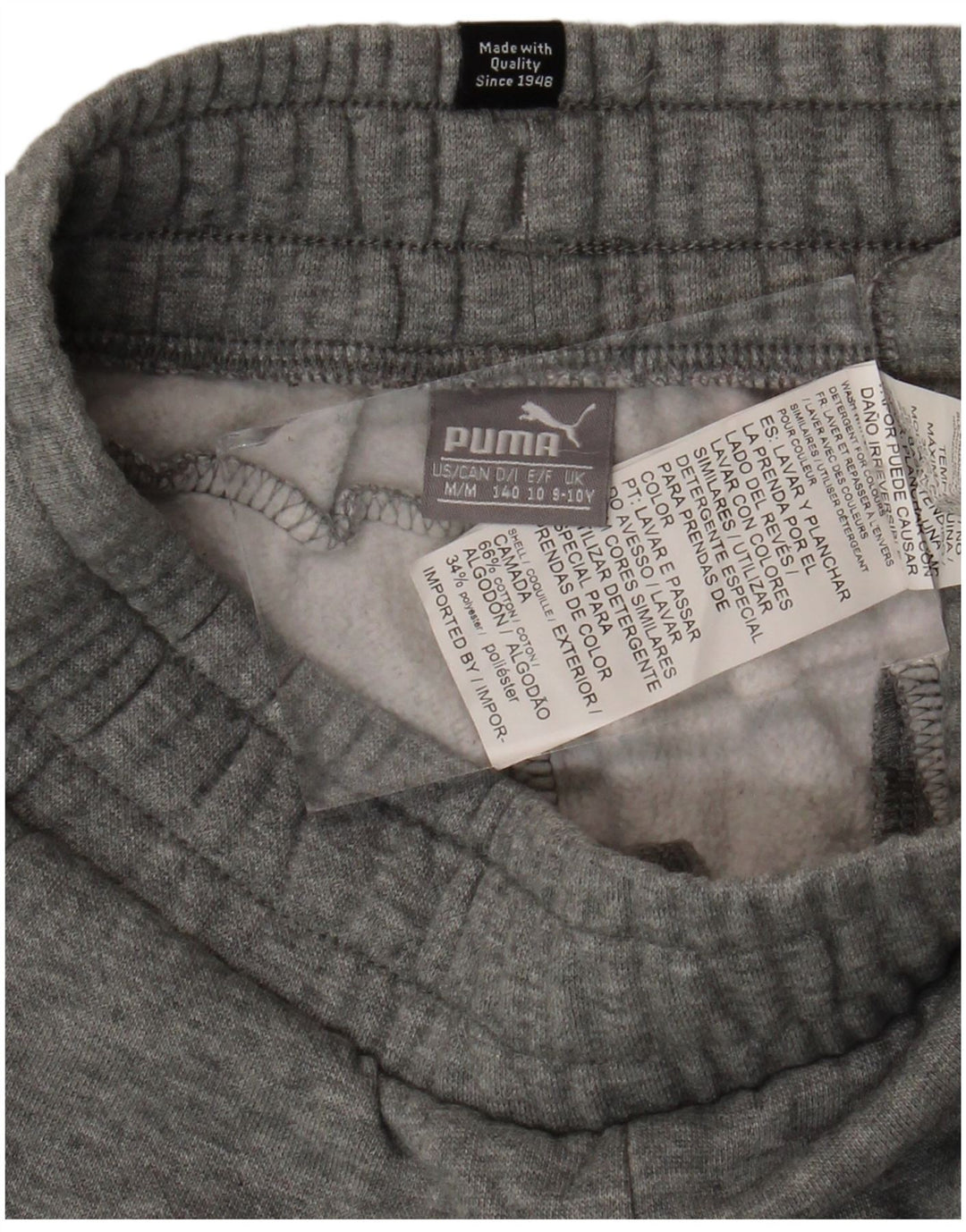 PUMA Pantalon de survêtement pour garçon 9-10 ans Gris Coton