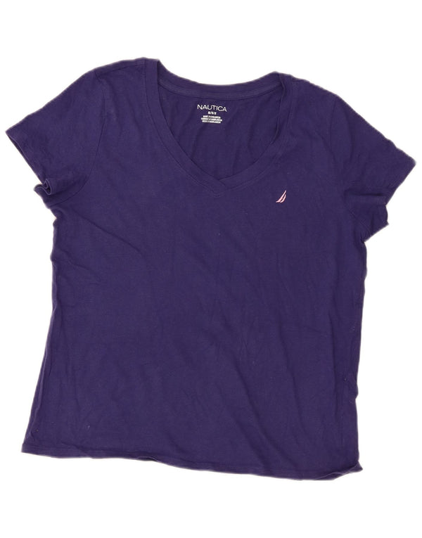 Nautica T-Shirt Femme Top UK 14 Coton Bleu Marine Moyen