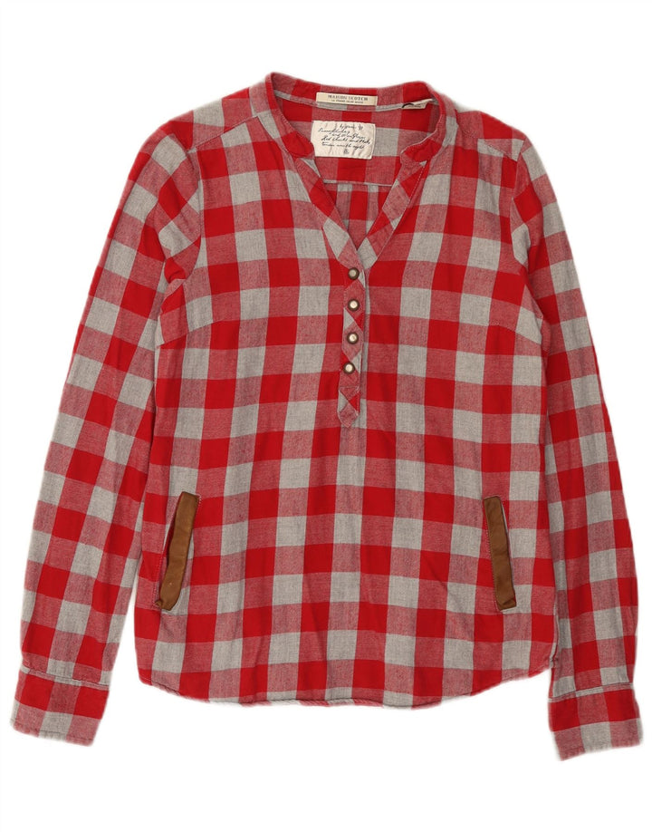 MAISON SCOTCH Chemise Pull Femme UK 12 Coton à Carreaux Rouge Moyen