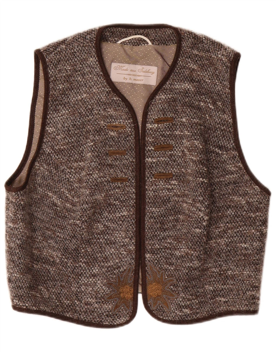 H.MOSER Gilet OPEN Femme IT 44 Marron Moyen Floral Polyacrylique