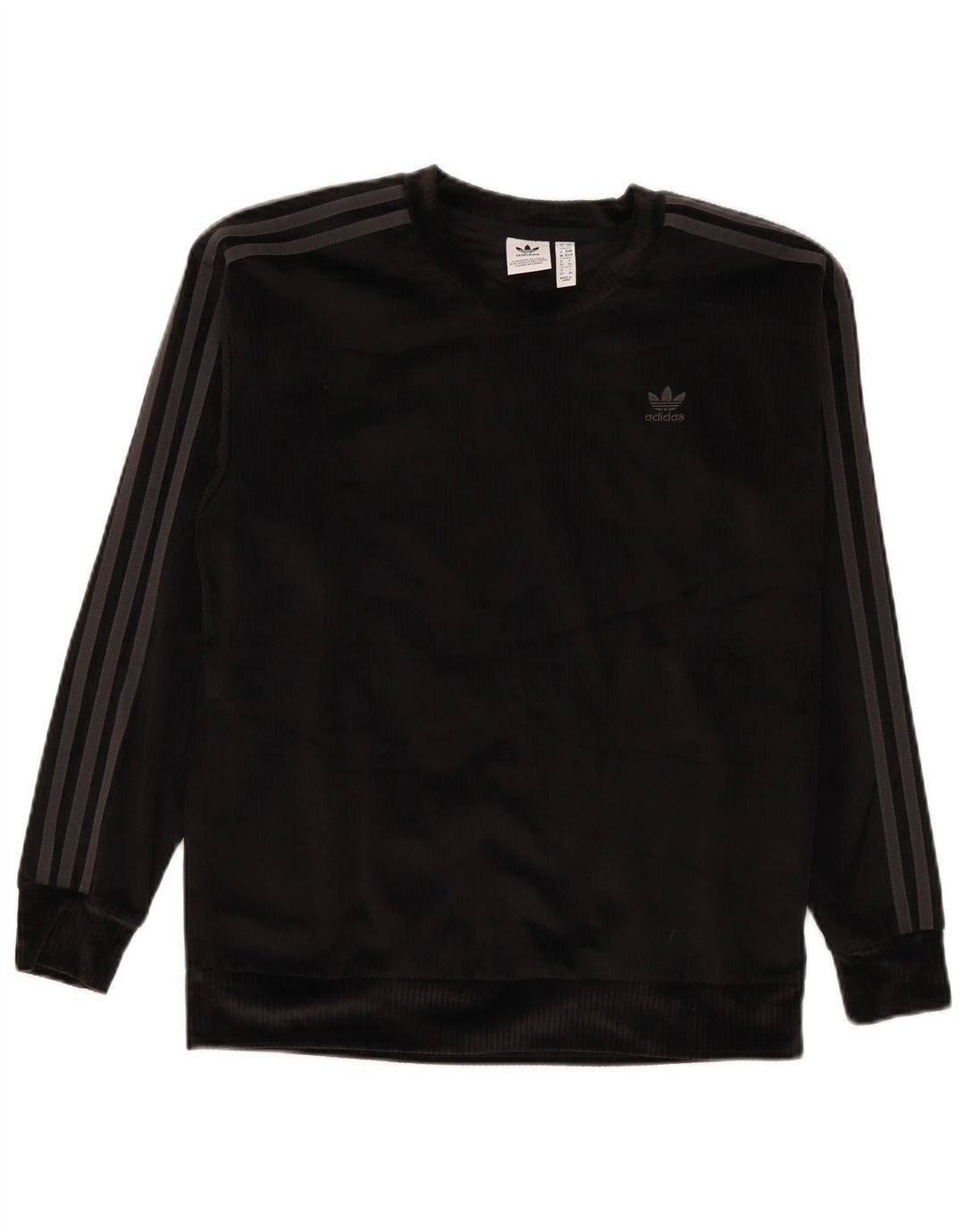 Adidas Sweat-shirt surdimensionné en velours pour femme UK 6 XS Noir Polyester