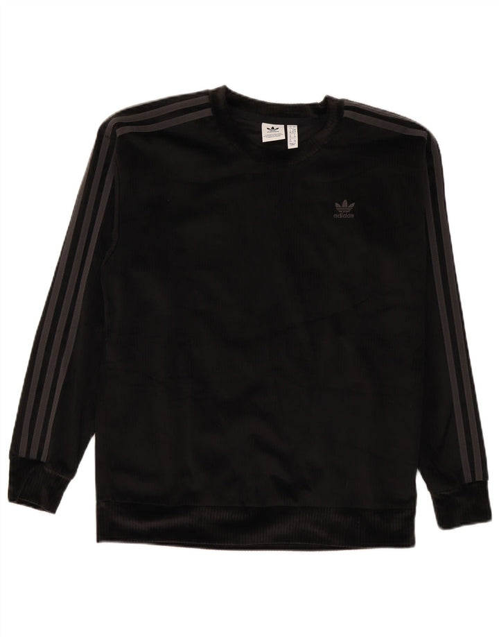 Adidas Sweat-shirt surdimensionné en velours pour femme UK 6 XS Noir Polyester