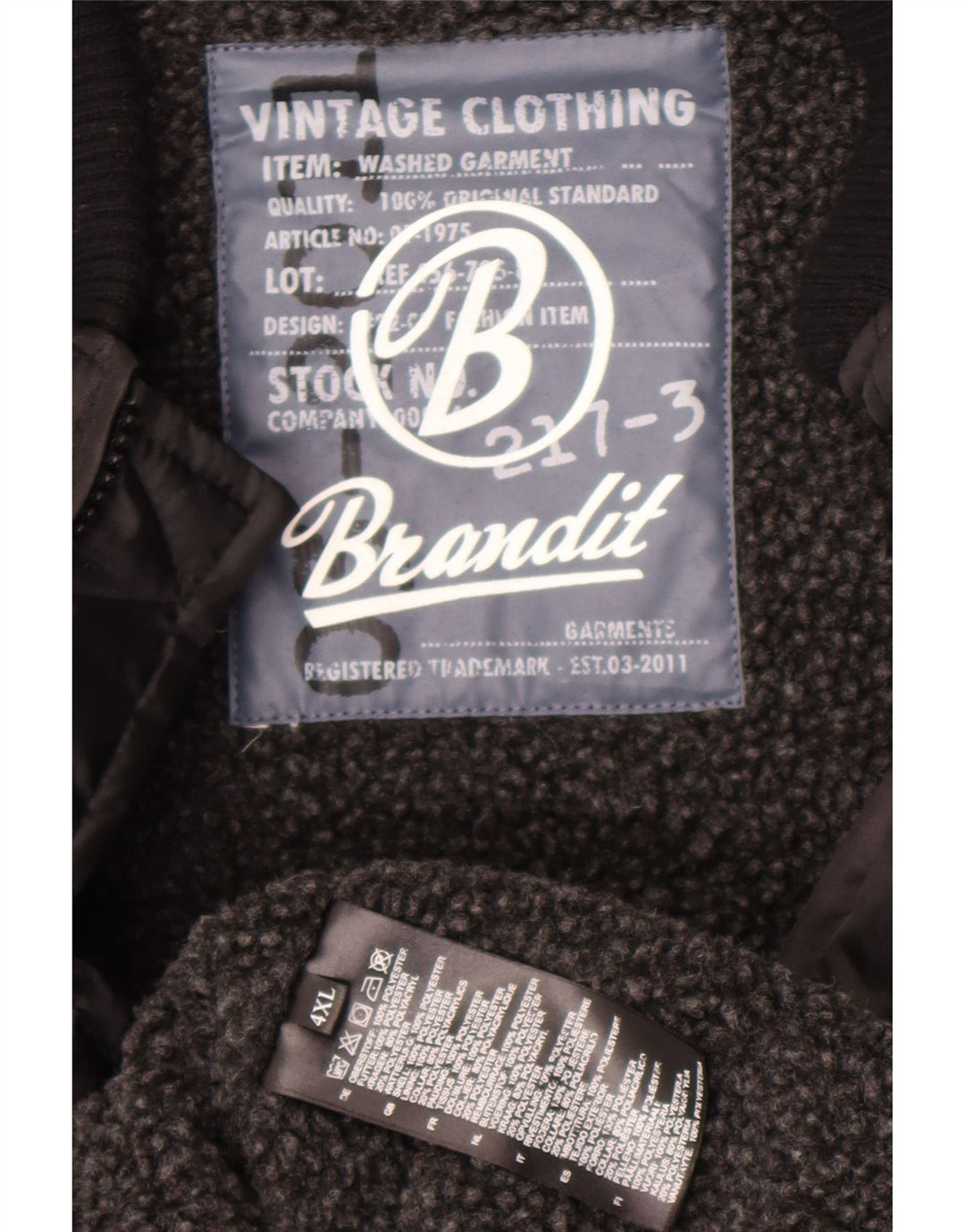 Brandit Veste matelassée pour homme UK 48 4XL Noir Polyester