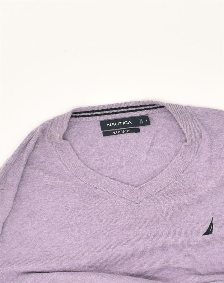 NAUTICA Mens Navtech V-Neck Jumper Sweater Medium Purple Cotton | Vintage Nautica | Thrift | Second-Hand Nautica | Used Clothing | Messina Hembry 