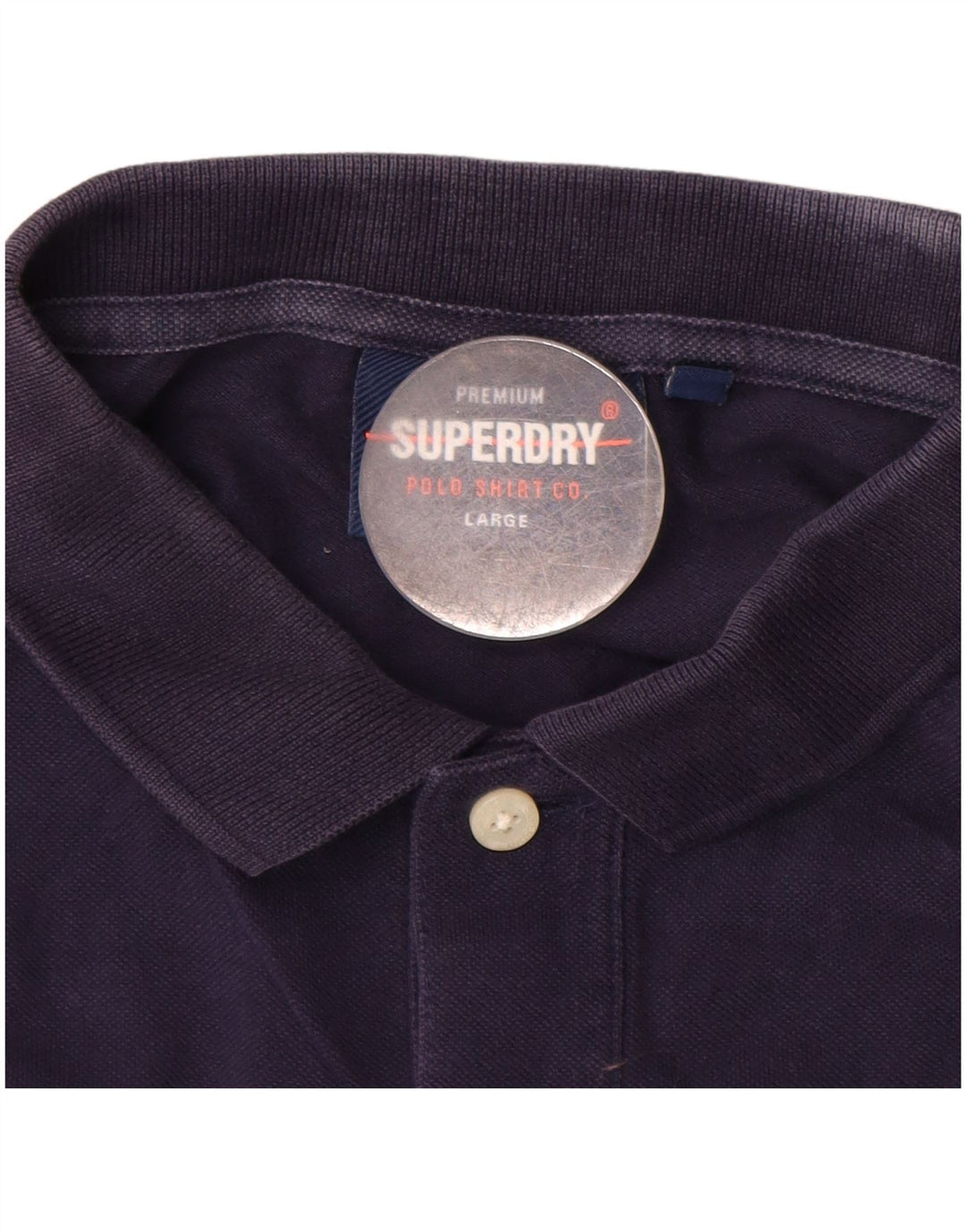 SUPERDRY Polo Homme Large Bleu Marine Coton