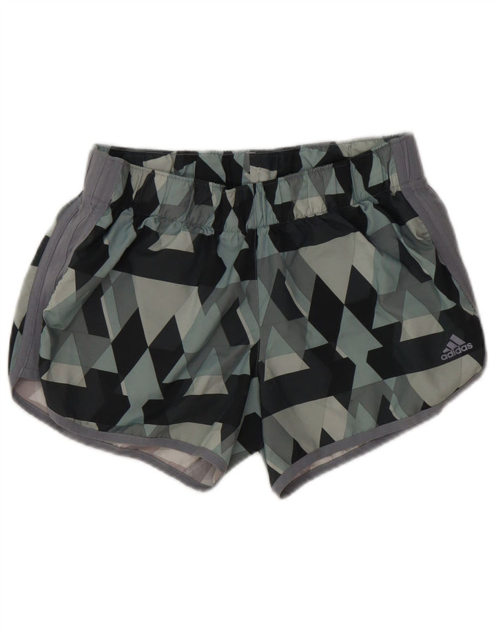 Adidas Short de sport pour femme UK 14 Gris moyen géométrique