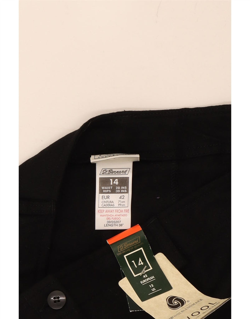 ST. BERNARD Womens Straight Skirt UK 14 Medium W28 L38 Black Wool Vintage St. Bernard and Second-Hand St. Bernard from Messina Hembry 