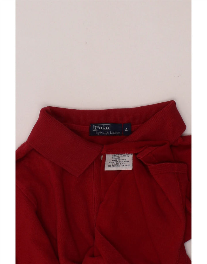 POLO RALPH LAUREN Polo à manches longues pour garçon 3-4 ans Rouge Coton