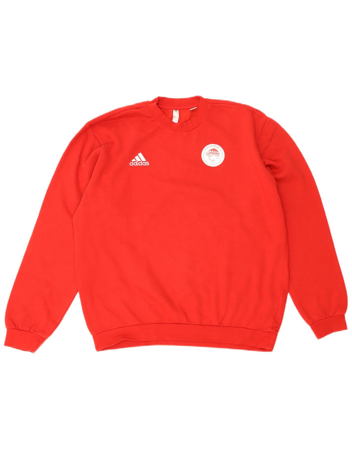 Adidas Sweat-shirt graphique pour homme en coton rouge Taille L
