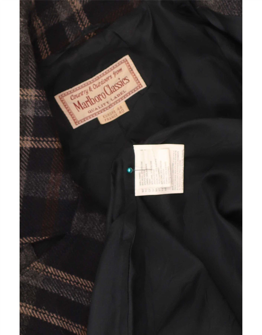 Marlboro Classics Trench-Coat Femme IT 44 Carreaux Noir Moyen