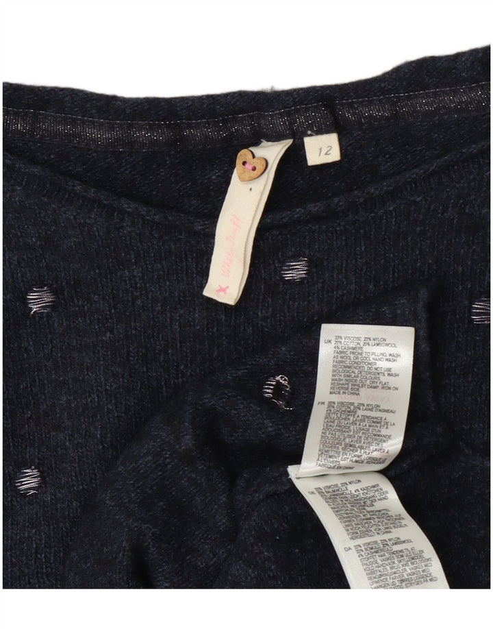 White Stuff Pull à col bateau pour femme UK 12 Bleu marine moyen Viscose
