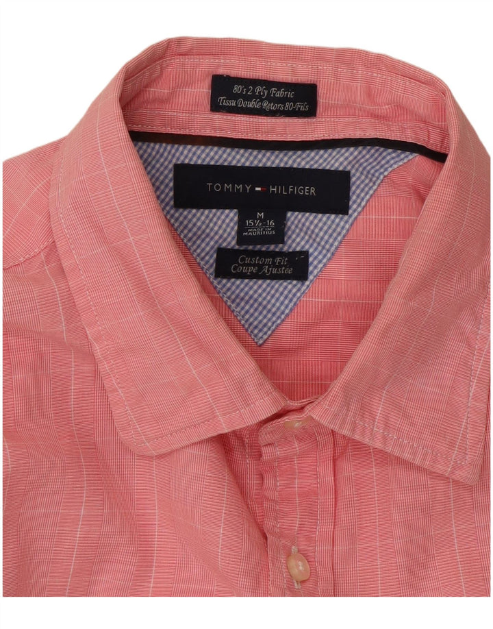 TOMMY HILFIGER Chemise ajustée sur mesure pour homme Taille 15 1/2 16 Carreau rose moyen