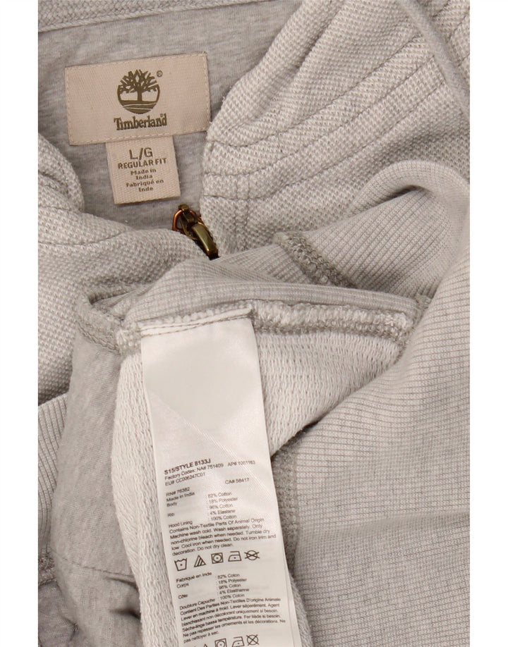 Timberland Pull à capuche zippé coupe régulière pour homme, grand coton gris