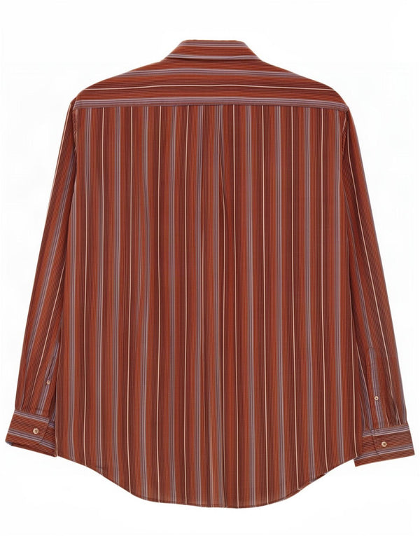 Marlboro Classics Mens Shirt 2XL Brown Striped Cotton