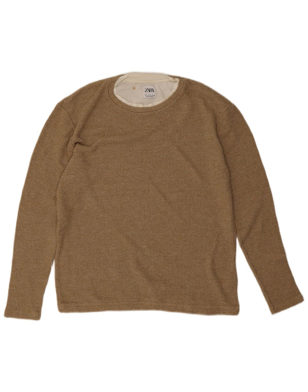 Zara Homme Top Manches Longues Petit Coton Beige