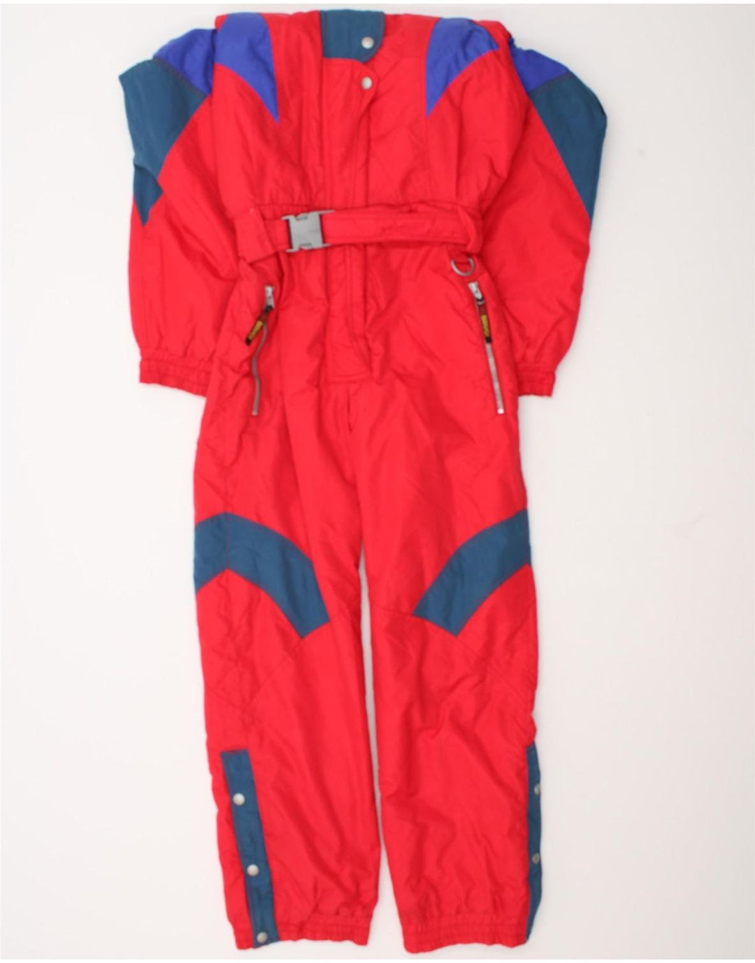 Brugi Combinaison de Ski à Capuche Femme IT 44 Polyamide Colorblock Rouge Moyen