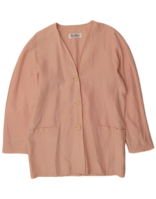 Max Mara Veste Blazer 3 Boutons Homme UK 12 Lin Rose Moyen