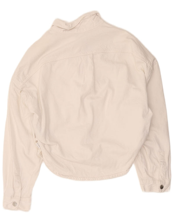 Zara Femme Chemise En Jean Oversize UK 6 XS Coton Blanc