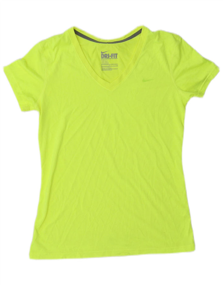 Nike Womens Dri Fit Regular T-Shirt Top UK 12 Vert Moyen