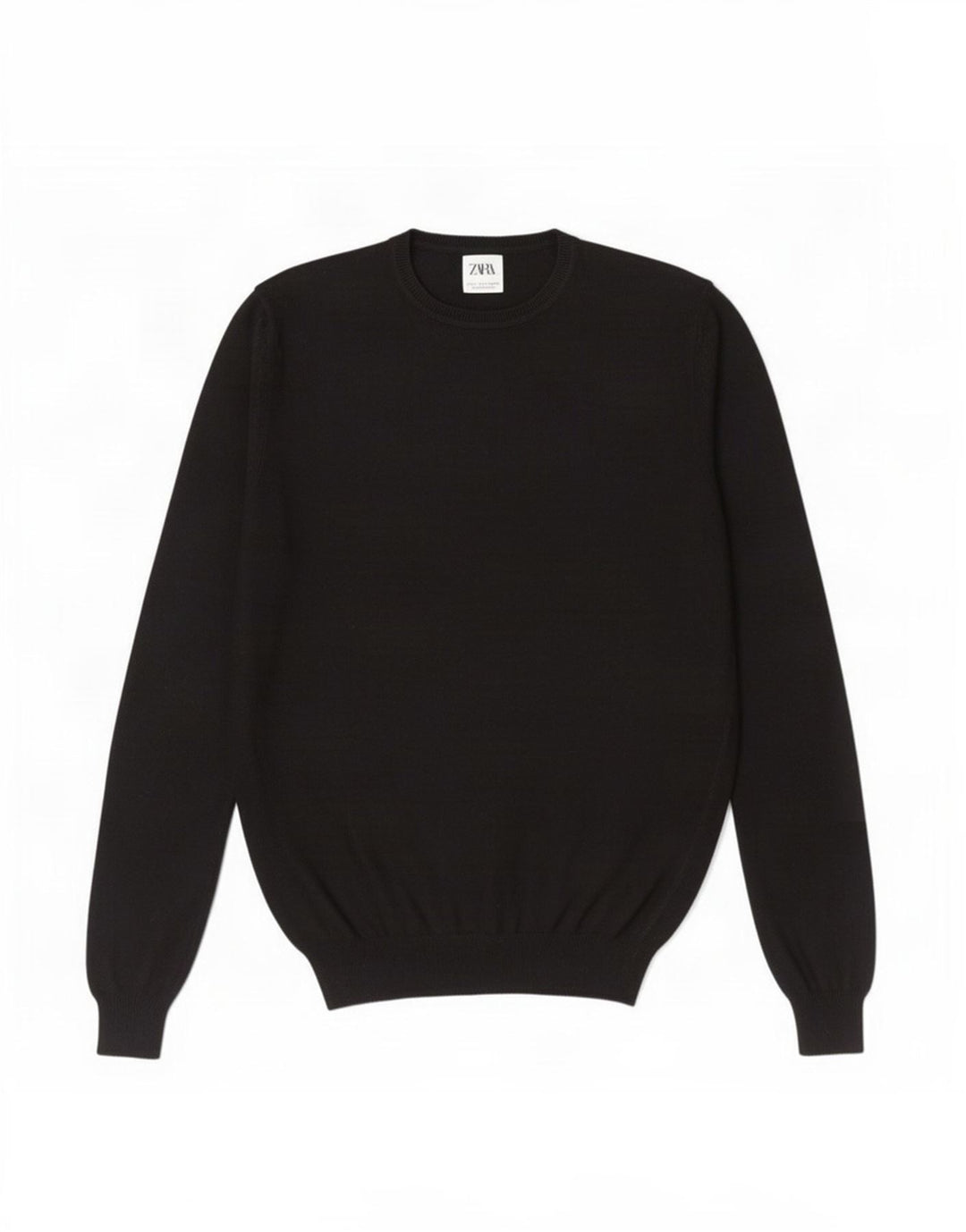 Zara Pull à col rond pour homme Petit Noir Viscose