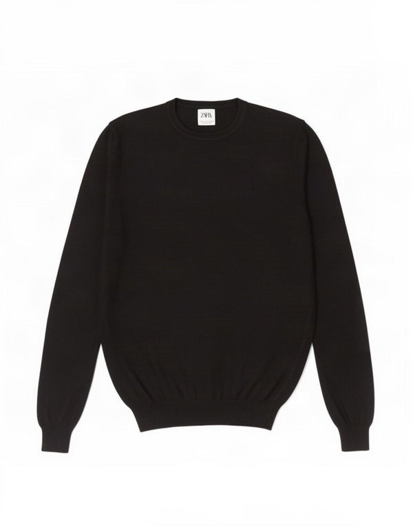 Zara Pull à col rond pour homme Petit Noir Viscose