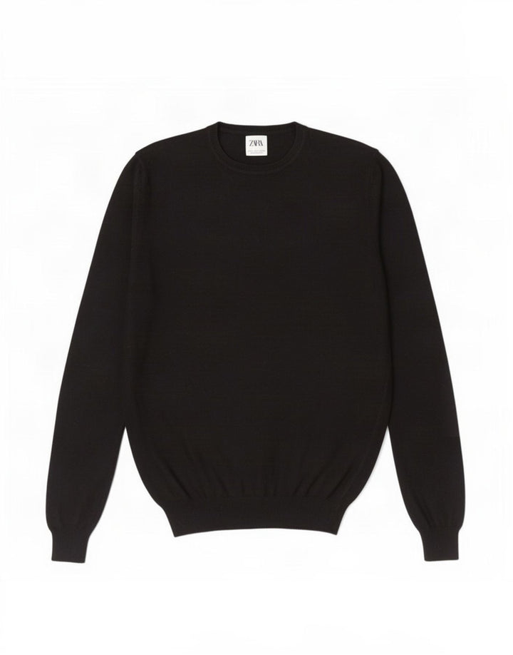 Zara Pull à col rond pour homme Petit Noir Viscose