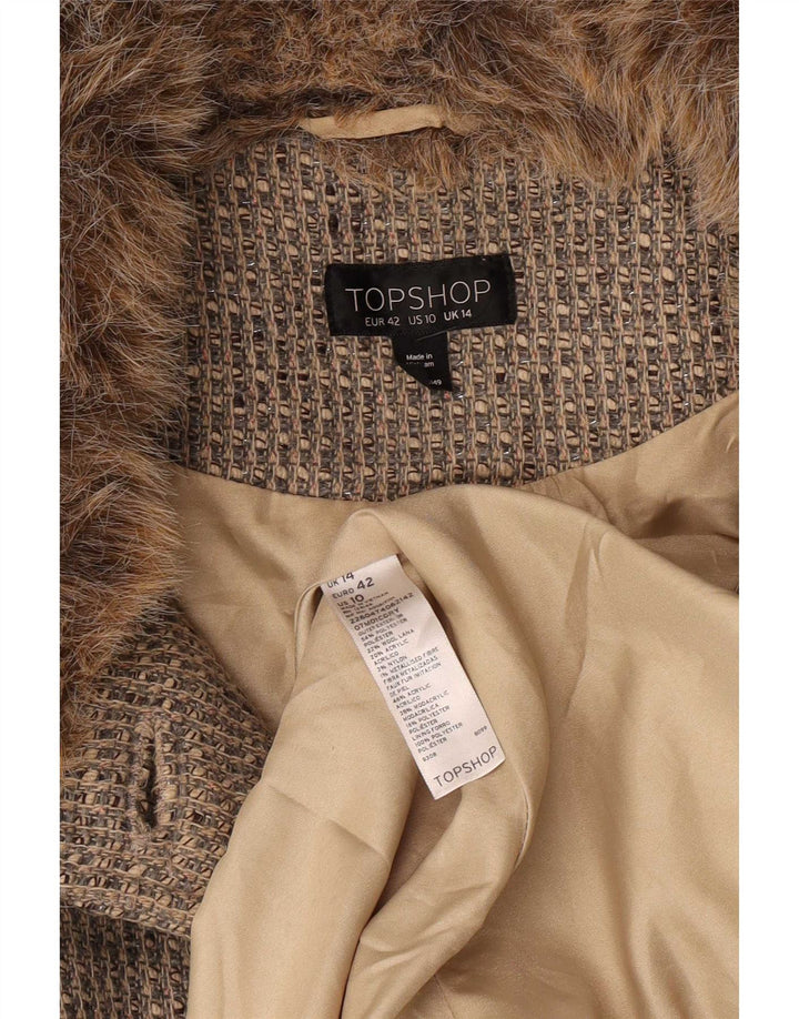 Topshop Manteau Femme UK 44 Large Gris Polyester