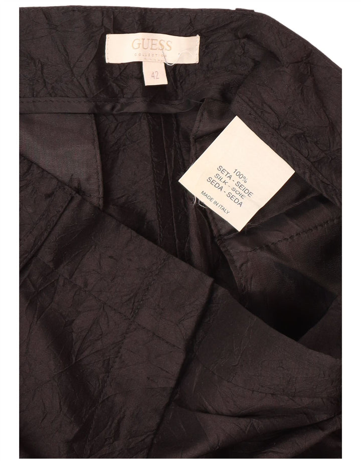 GUESS Pantalon décontracté droit pour femme IT 42 Medium W28 L32 Soie noire