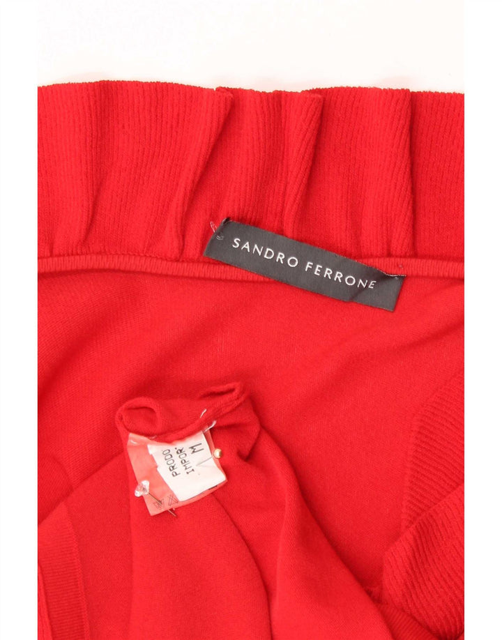 Sandro Ferrone Haut chemisier à volants pour femme UK 12 Viscose rouge moyen